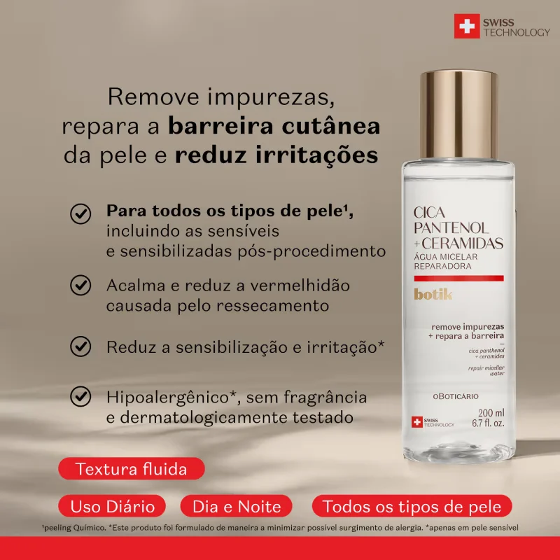 Água Micelar Reparadora Botik Cica Pantenol E Ceramidas 200ml