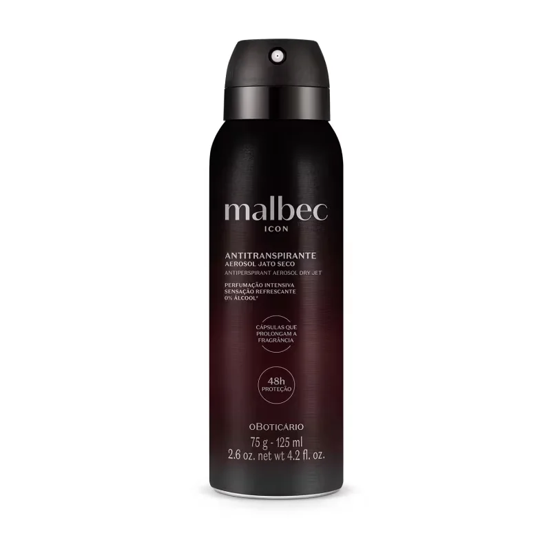 Antitranspirante Aerossol Jato Seco Malbec Icon 75g/125ml