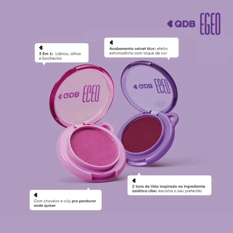 Batom 3 em 1 Lilac Lavanda Lip & Cheek Egeo Ubessesion QDB 2,5g