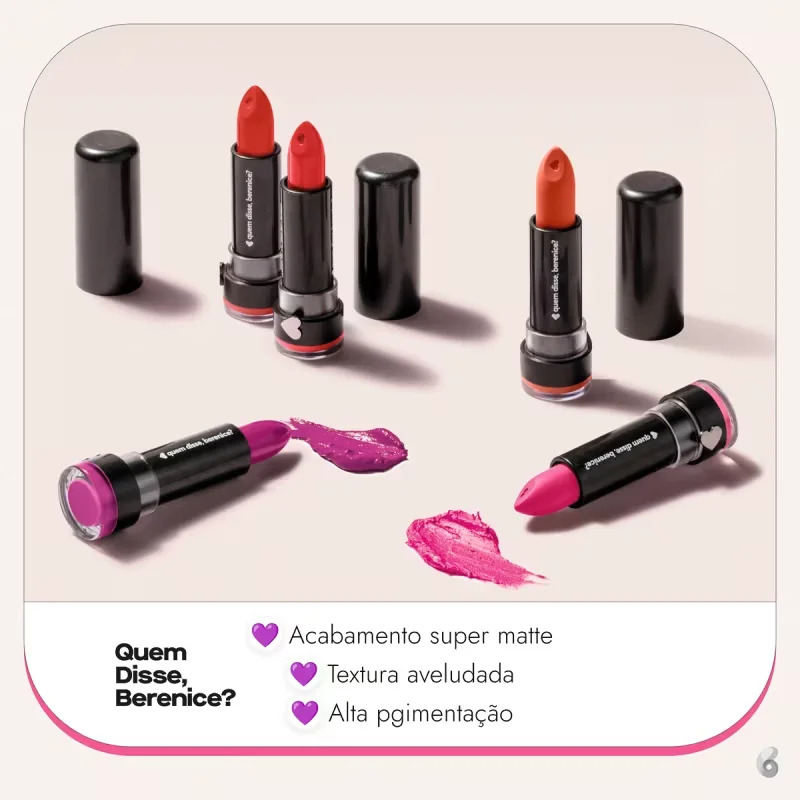 Batom Mate Alta Pigmentação Vinhom Quem Disse, Berenice? 3,8g