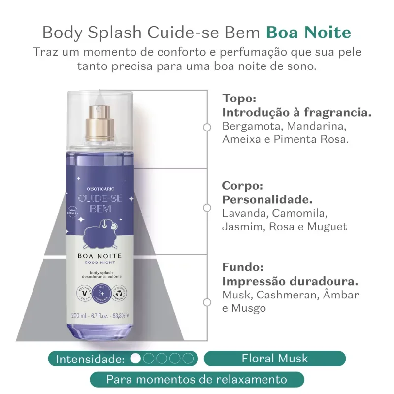Body Splash Desodorante Colônia Cuide-se Bem Boa Noite 200ml