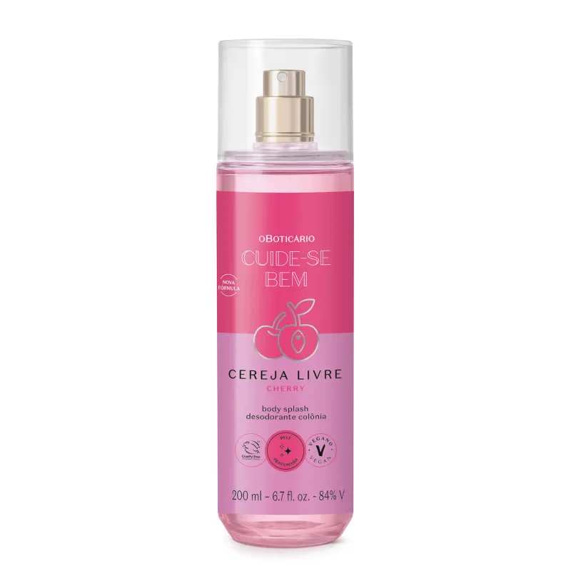 Body Splash Desodorante Colônia Cuide-se Bem Cereja Livre 200ml