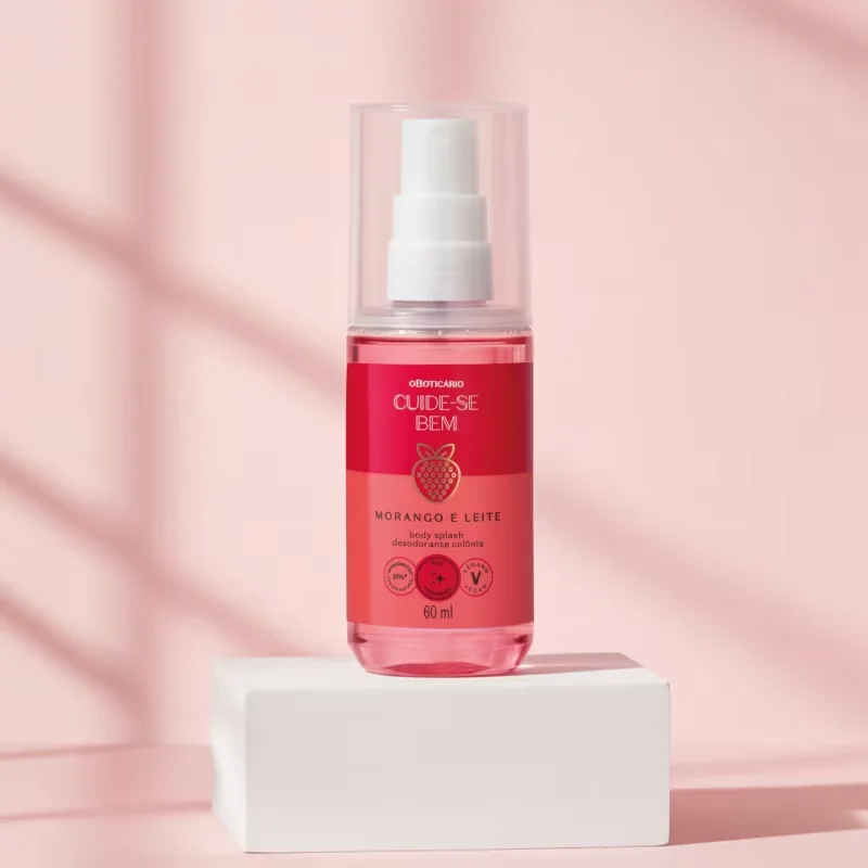 Body Splash Desodorante Colônia Cuide-se Bem Morango e Leite 60ml
