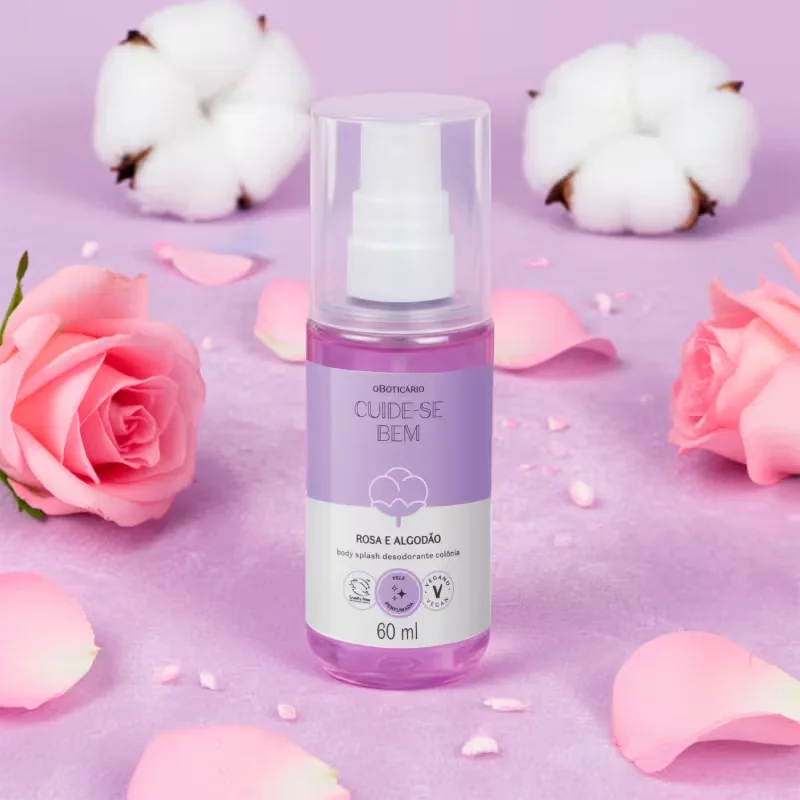 Body Splash Desodorante Colônia Cuide-se Bem Rosa e Algodão 60ml