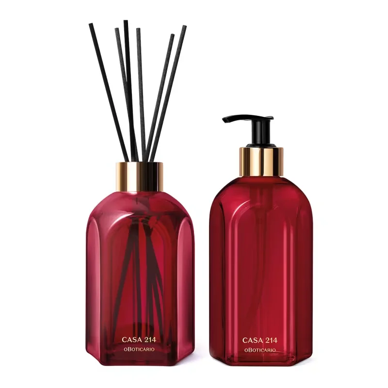 Combo Casa 214 Gardênia Imperial: Sabonete Líquido 400ml + Difusor de Ambiente com Varetas 250ml