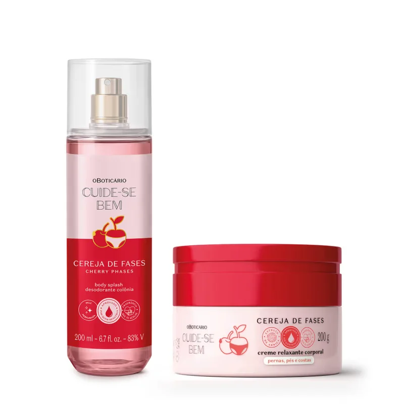 Combo Cuide-se Bem Cereja De Fases: Body Splash 200ml + Creme Relaxante Corporal 200g