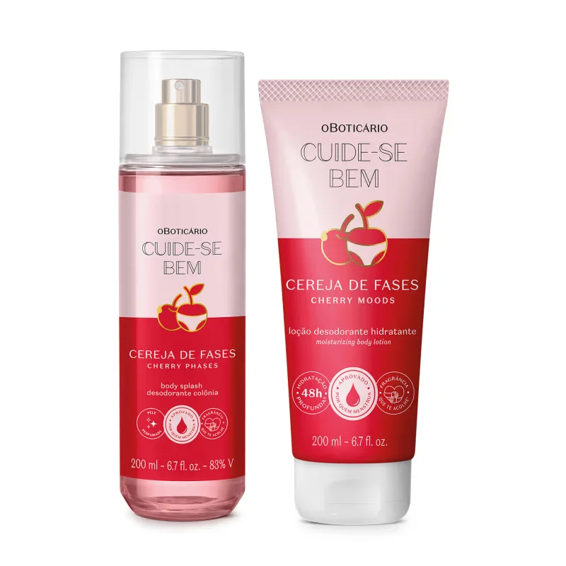 Combo Cuide-se Bem Cereja De Fases: Body Splash 200ml + Loção Corporal 200ml