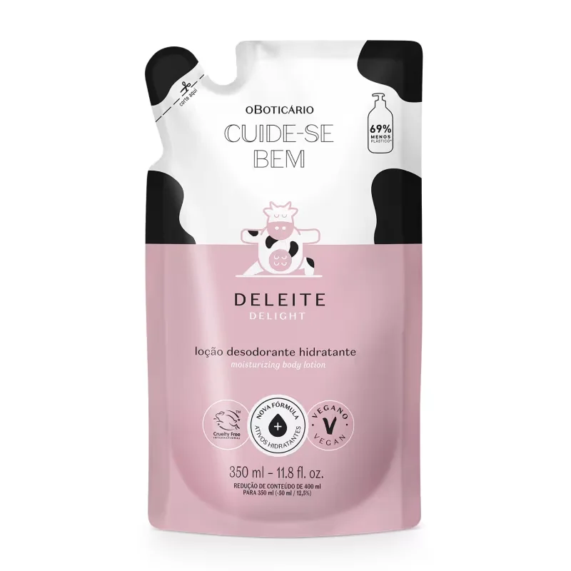 Combo Cuide-se Bem: Loção Corporal Rosa e Algodão 400ml + Refil Deleite 350ml