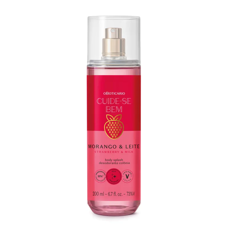 Combo Cuide-se Bem Morango e Leite: Loção Corporal 400ml + Body Splash 200ml