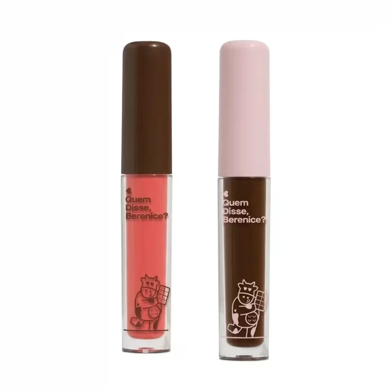Combo Deleite Chocolatudo: Gloss Brilho Labial Rosa 4ml + Gloss Brilho Labial Marrom 4ml