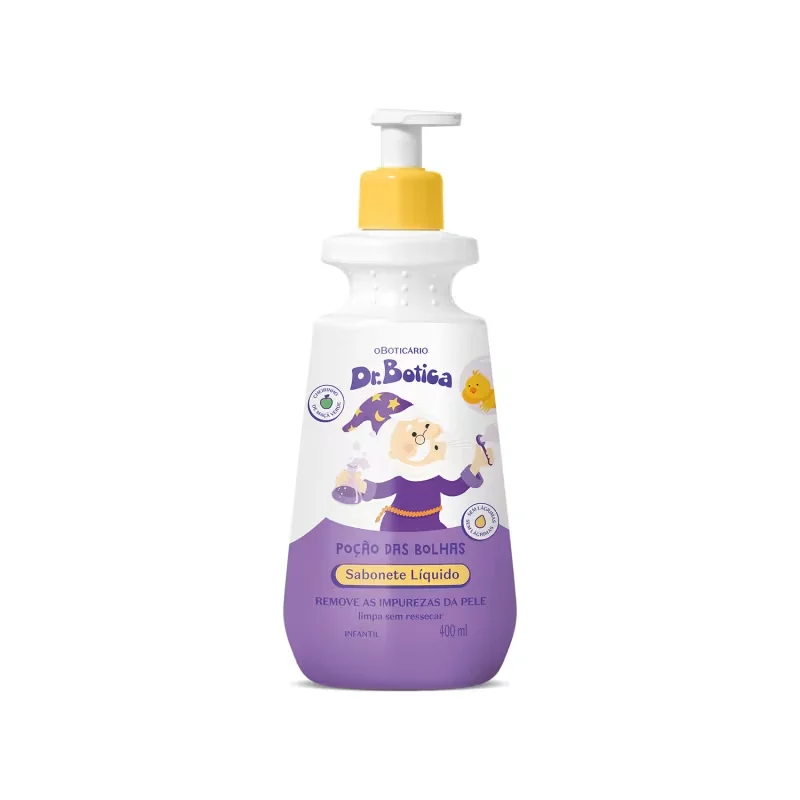 Combo Dr. Botica Hora do Banho: Shampoo Infantil Cacheados 3 ABC 400ml + Sabonete Líquido Infantil 400ml +Roupão Infantil