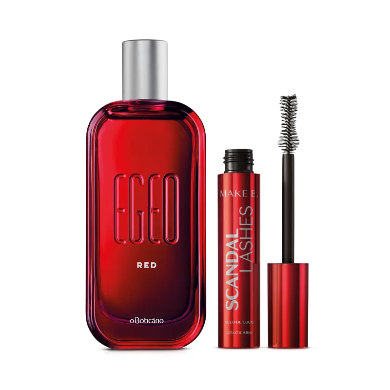 Combo Egeo Red Desodorante Colônia 90ml + Máscara de Cílios Make B. Scandal Lashes 10g