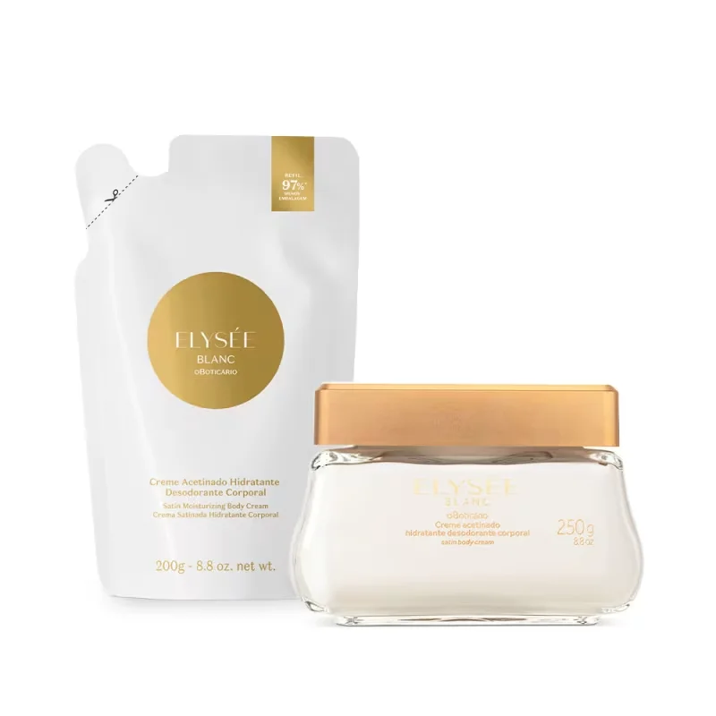 Combo Elysée Blanc: Creme Hidratante Desodorante Acetinado 250g + Refil 200g