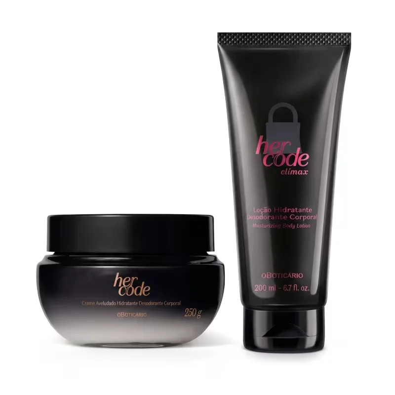 Combo Her Code: Creme Aveludado Hidratante 250g + Loção Hidratante Clímax 200ml