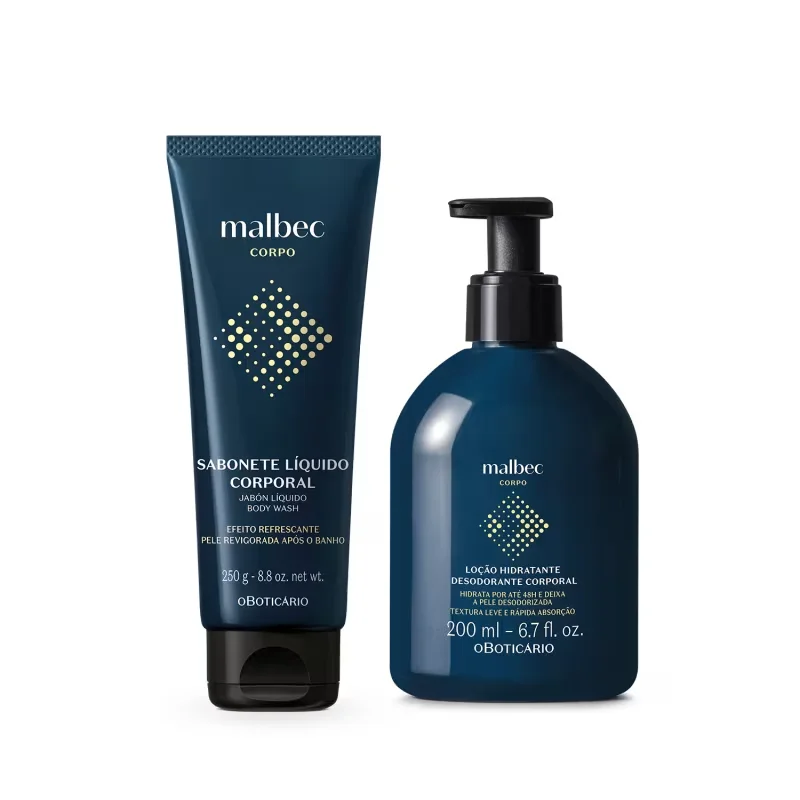 Combo Malbec Cuidados: Loção Corporal 200ml + Sabonete Líquido 250g