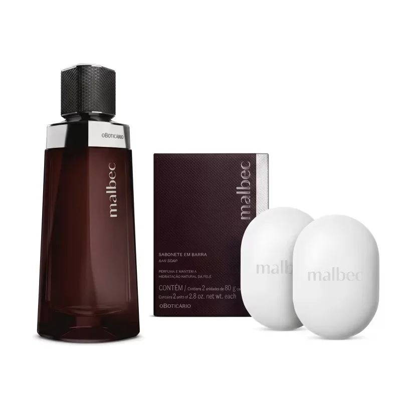 Combo Malbec: Desodorante Colônia 100ml + Sabonete em Barra 2x80g