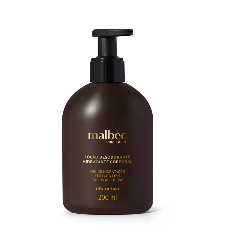 Combo Malbec Pure Gold: Desodorante Colônia 100ml + Loção Corporal 200ml