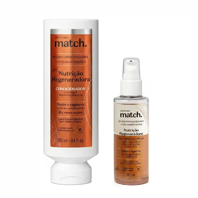 Combo Match Nutrição Regeneradora: Condicionador 280ml + Óleo Bifásico Capilar 90ml