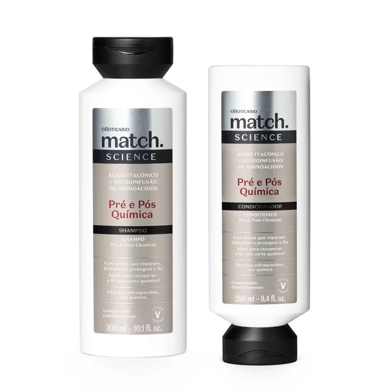 Combo Match Science Pré e Pós-Química: Shampoo 300ml + Condicionador 280ml