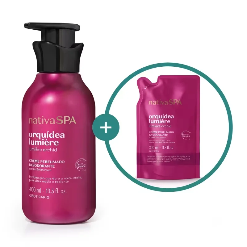 Combo Nativa SPA Orquídea Lumière: Creme Perfumado Desodorante 400ml + Refil 350ml