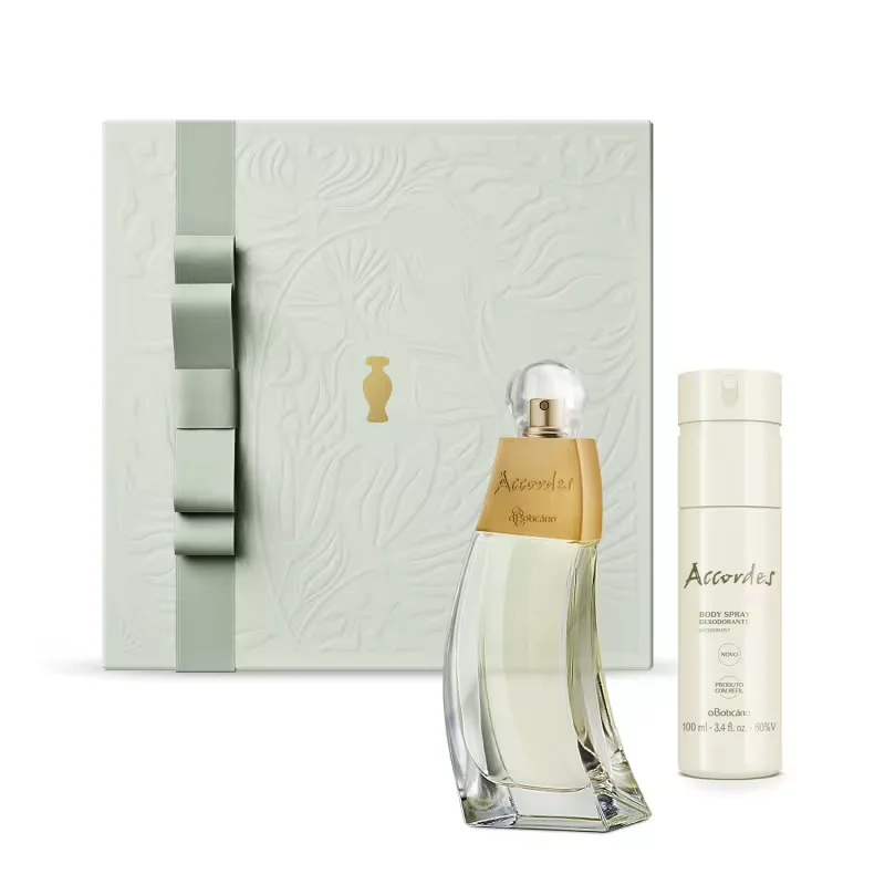 Combo Presente Accordes: Desodorante Colônia 80ml + Body Spray Desodorante 100ml + Caixa de Presente