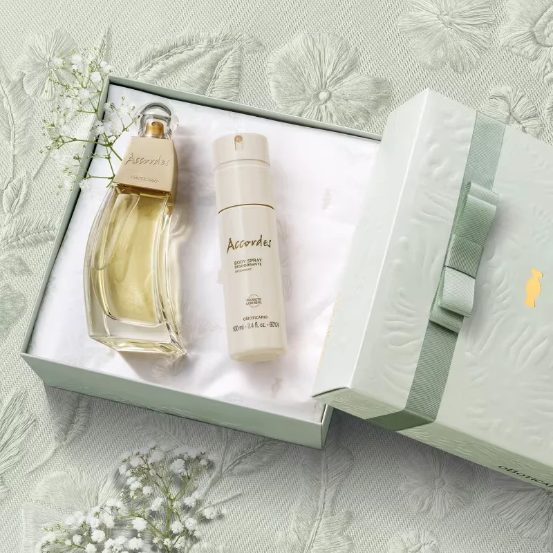 Combo Presente Accordes: Desodorante Colônia 80ml + Body Spray Desodorante 100ml + Caixa de Presente