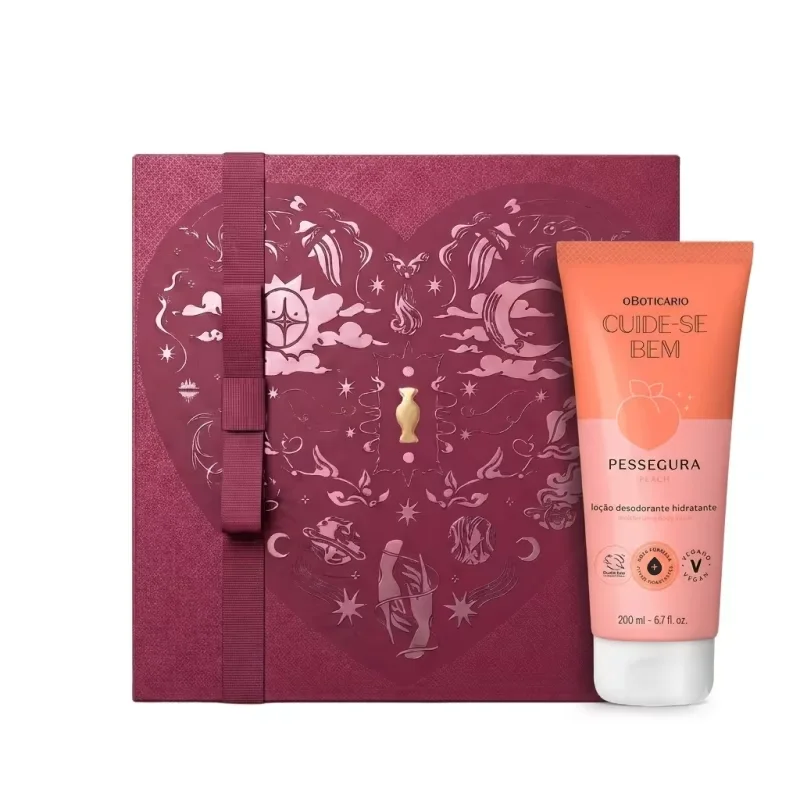 Combo Presente Dia Dos Namorados Loção Corporal Pessegura 200ml