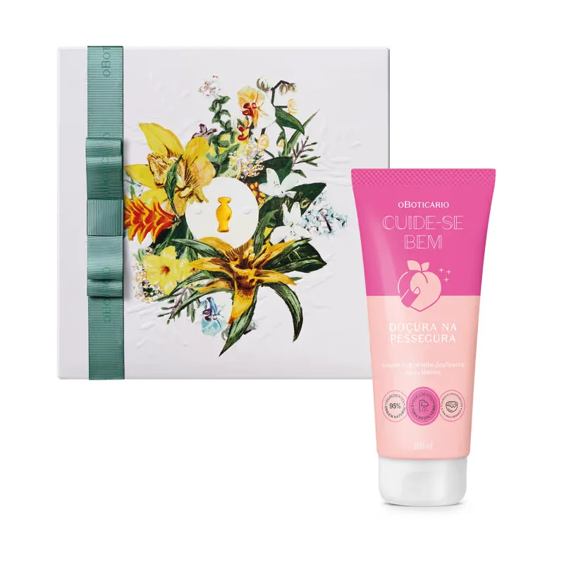 Combo Presente Dia das Mães Creme Hidratante Deslizante Para Lâmina Cuide-se Bem Doçura na Pessegura 200ml