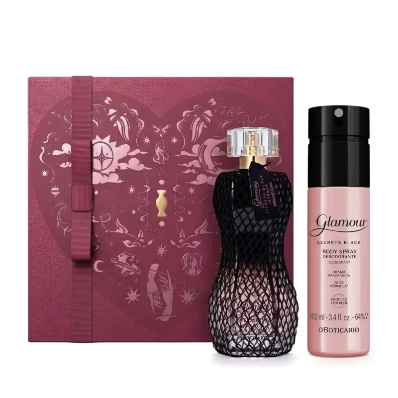 Combo Presente Glamour Secret Black: Desodorante Colônia Intense 75ml + Body Spray 100ml