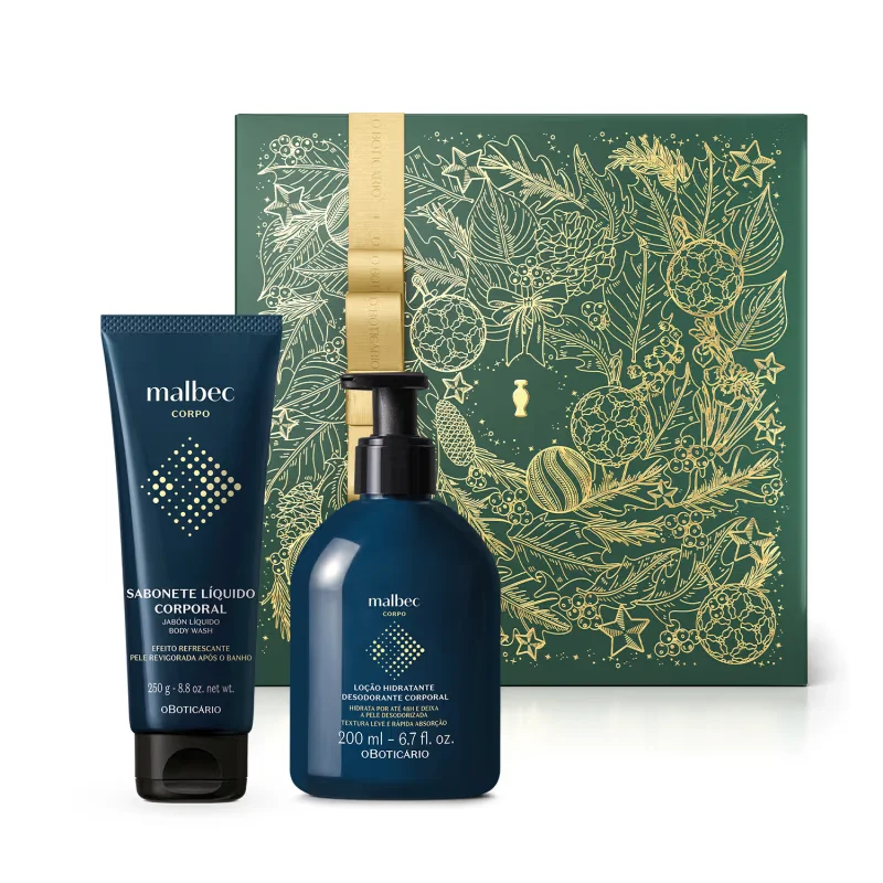 Combo Presente Malbec Corpo: Shower Gel 250g + Loção Corporal 200ml + Caixa Presenteável