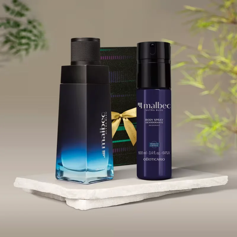 Combo Presente Malbec Ultra Bleu: Desodorante Colônia 100ml + Desodorante Body Spray 100ml + Caixa para Presente