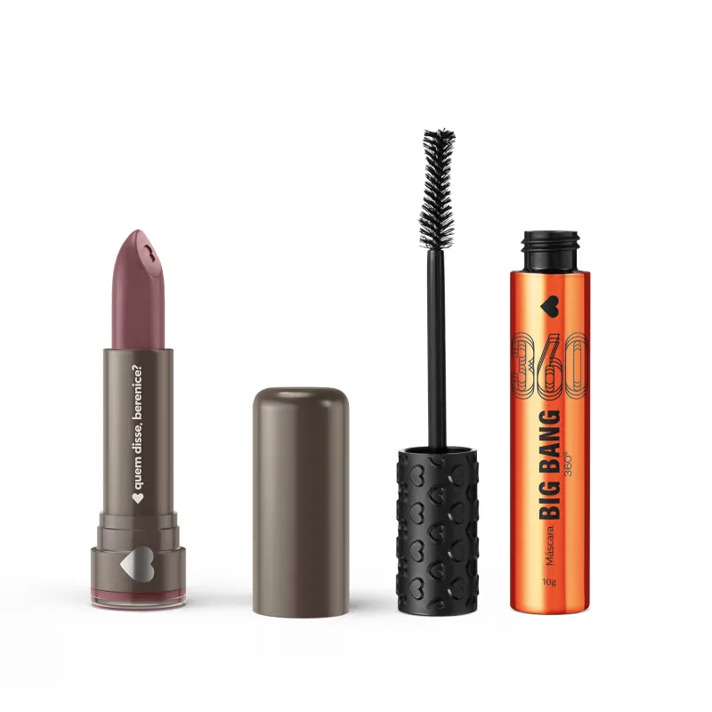 Combo Quem Disse, Berenice?: Batons Hidratante Vinho Nudete 3,8g + Máscara de Cílios Big Bang 10g