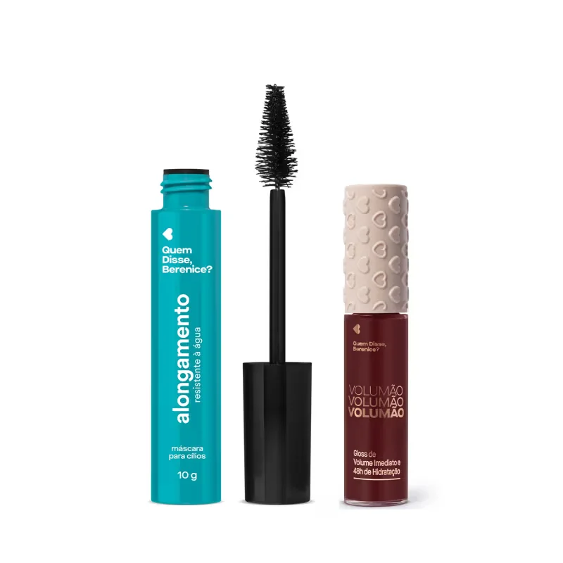 Combo Quem Disse, Berenice? Gloss Labial Cereja Volumão 9,5ml + Máscara de Cílios Resistente à Água 10g