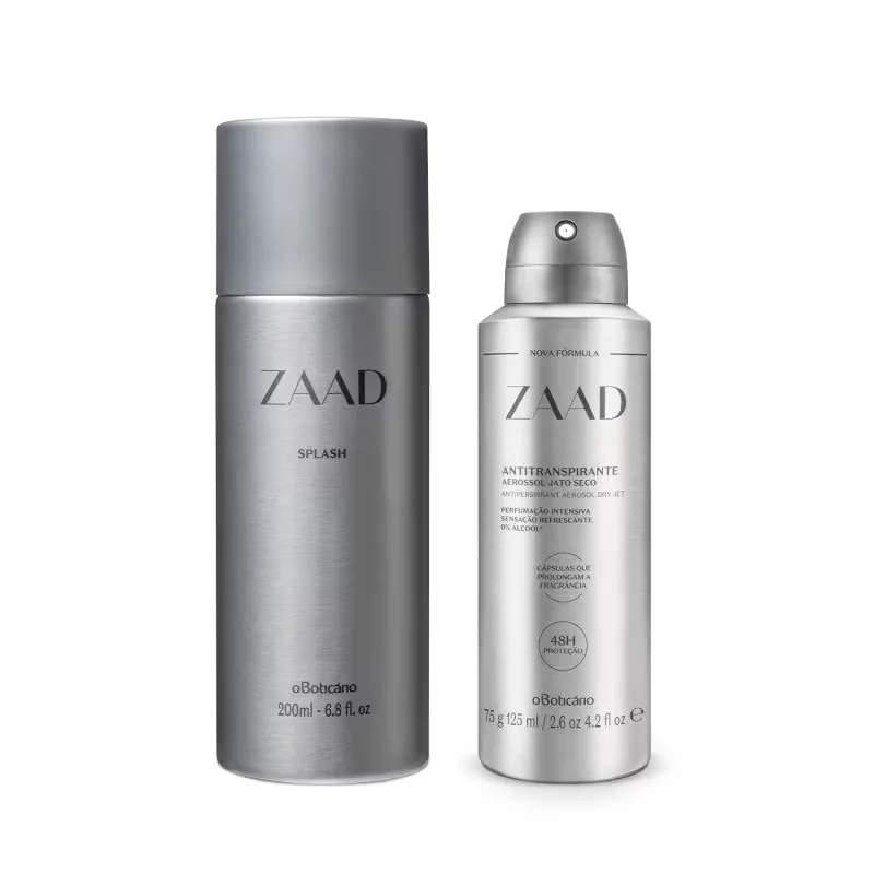 Combo Zaad: Body Splash Desodorante Colônia 200ml + Desodorante Antitranspirante Aerossol 75g/125ml