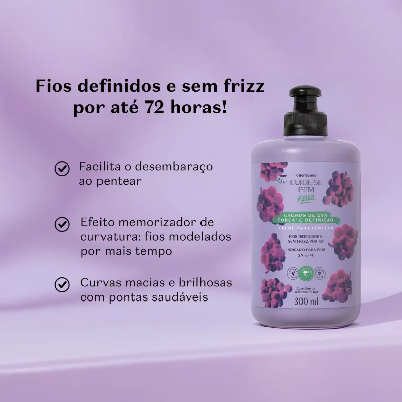 Creme Para Pentear Cuide-se Bem Feira Cachos de Uva 300ml