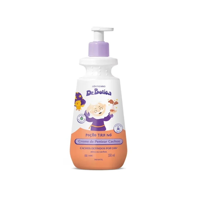 Creme Para Pentear Infantil Cabelos Cacheados 3 ABC Dr.Botica Poção Tira Nó 350ml
