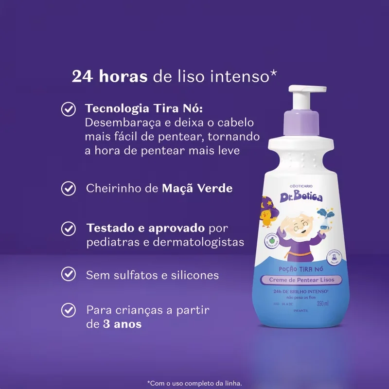 Creme Para Pentear Infantil Cabelos Lisos 1A À 2C Dr.Botica Poção Tira Nó 350ml