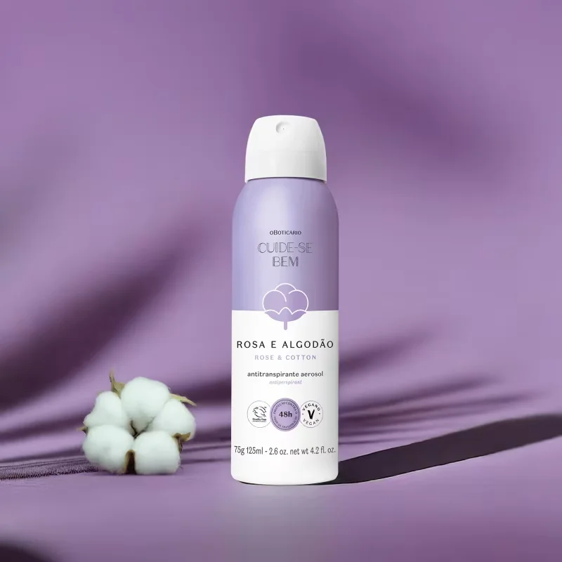 Desodorante Antitranspirante Aerosol Cuide-se Bem Rosa e Algodão 75g/125ml