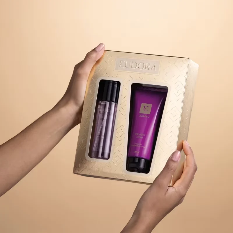 Kit Presente Natal Eudora Roxinho: Creme Corporal 100g + Body Spray 100ml