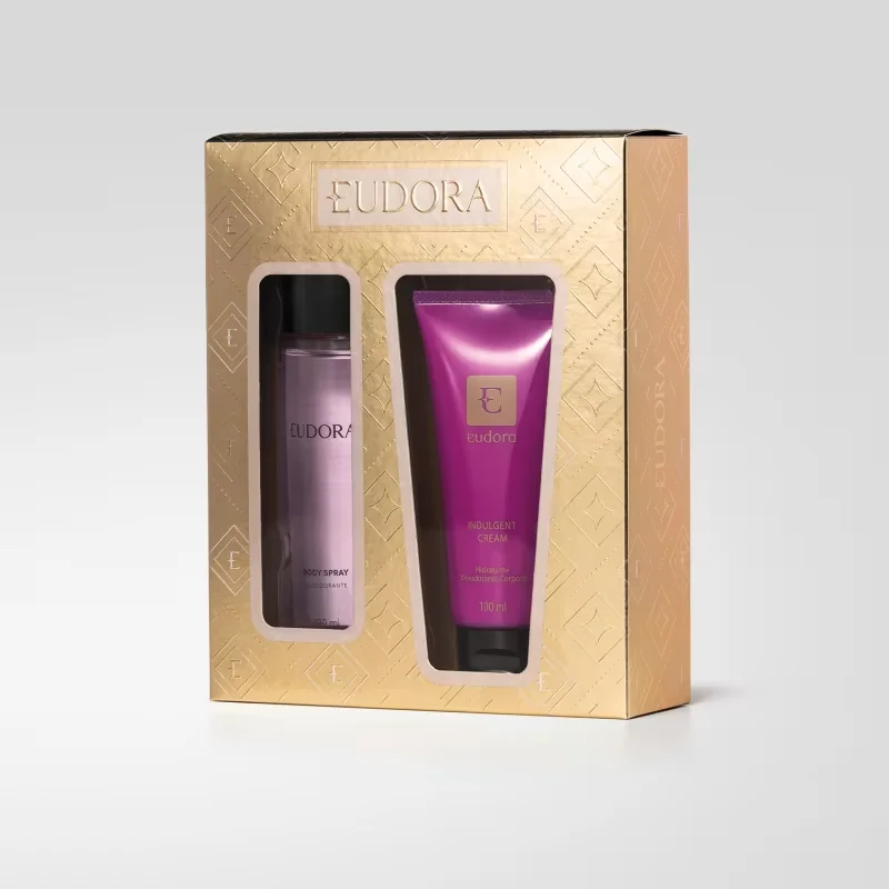 Kit Presente Natal Eudora Roxinho: Creme Corporal 100g + Body Spray 100ml