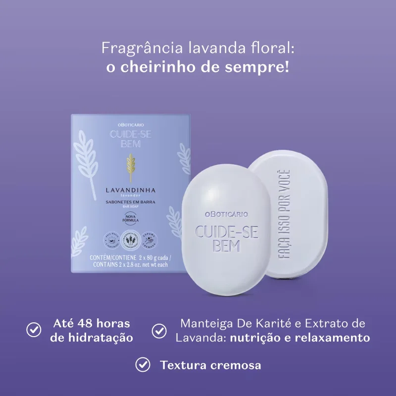 Kit Sabonetes em Barra Cuide-se Bem Lavandinha 2x80g