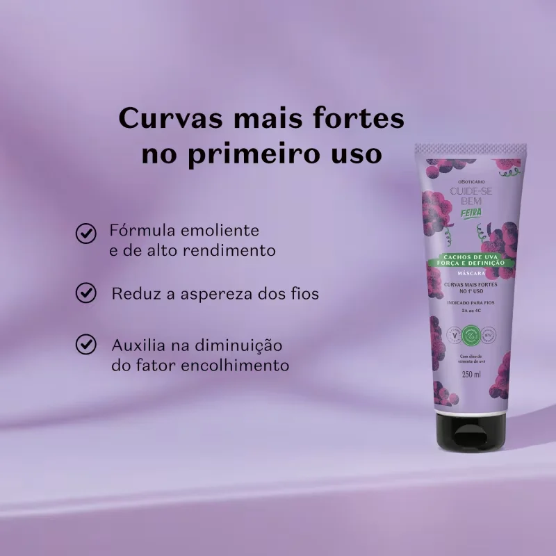 Máscara Capilar Cuide-se Bem Feira Cachos de Uva 250ml