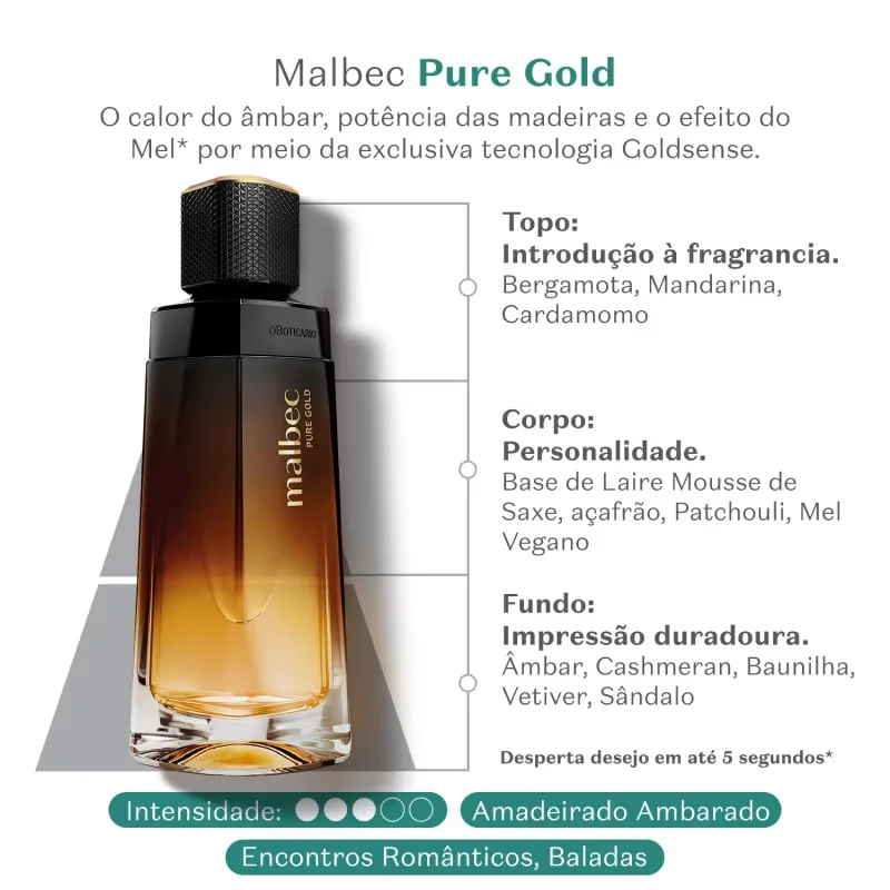 Malbec Pure Gold Desodorante Colônia 100ml