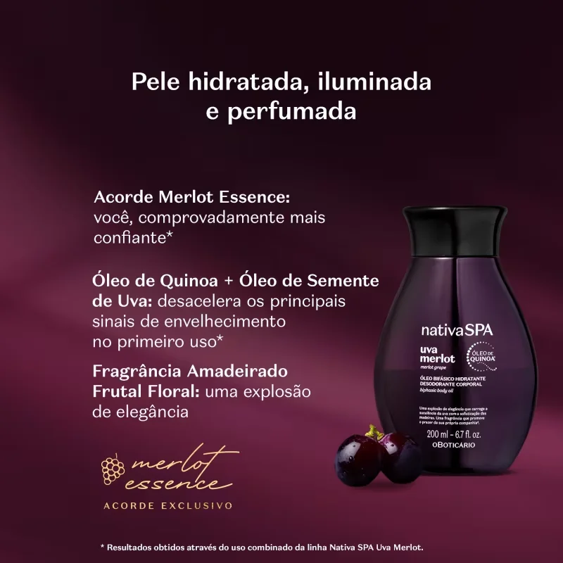 Óleo Bifásico Hidratante Desodorante Corporal Nativa Spa Uva Merlot 200ml