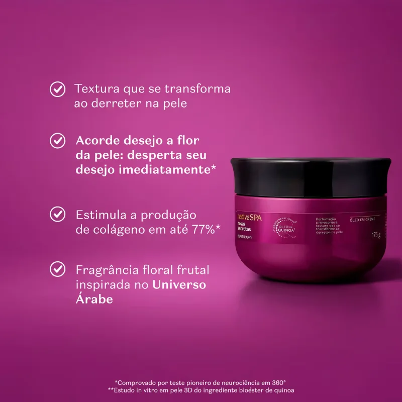 Óleo Em Creme Corporal Nativa Rosas Secretas 175g