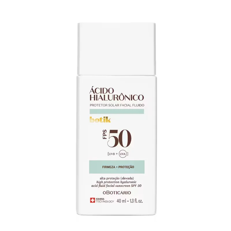 Protetor Solar Facial Fluido FPS 50 Botik Ácido Hialurônico 40ml