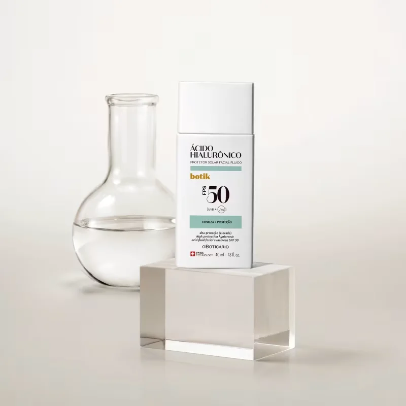Protetor Solar Facial Fluido FPS 50 Botik Ácido Hialurônico 40ml