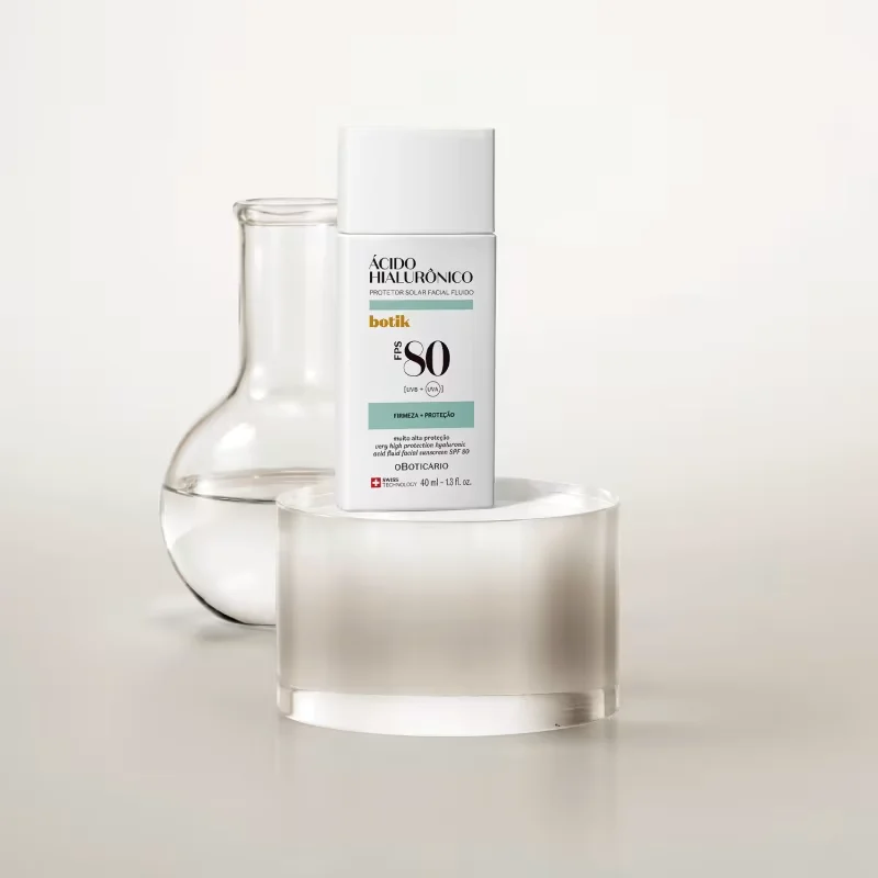 Protetor Solar Facial Fluido FPS 80 Botik Ácido Hialurônico 40ml