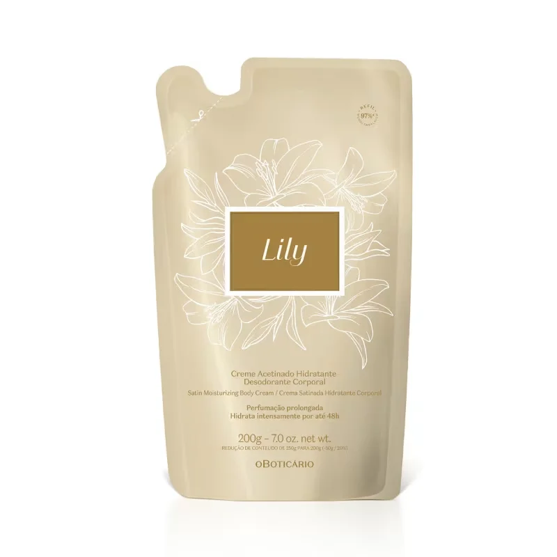 Refil Creme Acetinado Hidratante Desodorante Corporal Lily 200g