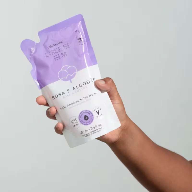 Refil Loção Desodorante Hidratante Cuide-se Bem Rosa e Algodão 350ml